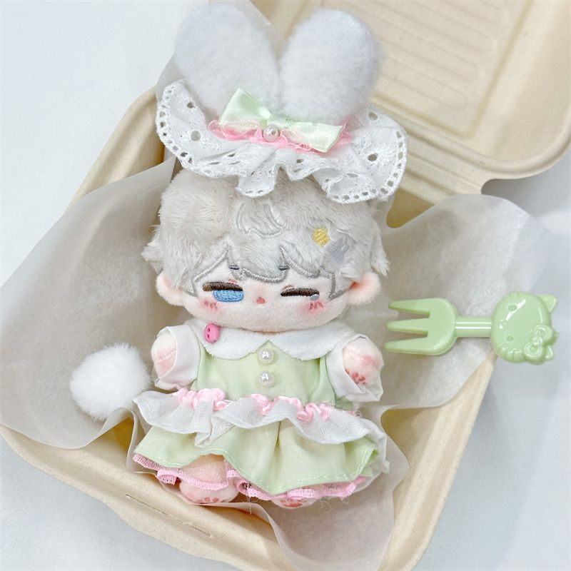 【10cm】ぬいぐるみ服 うさ耳レースワンピースセット