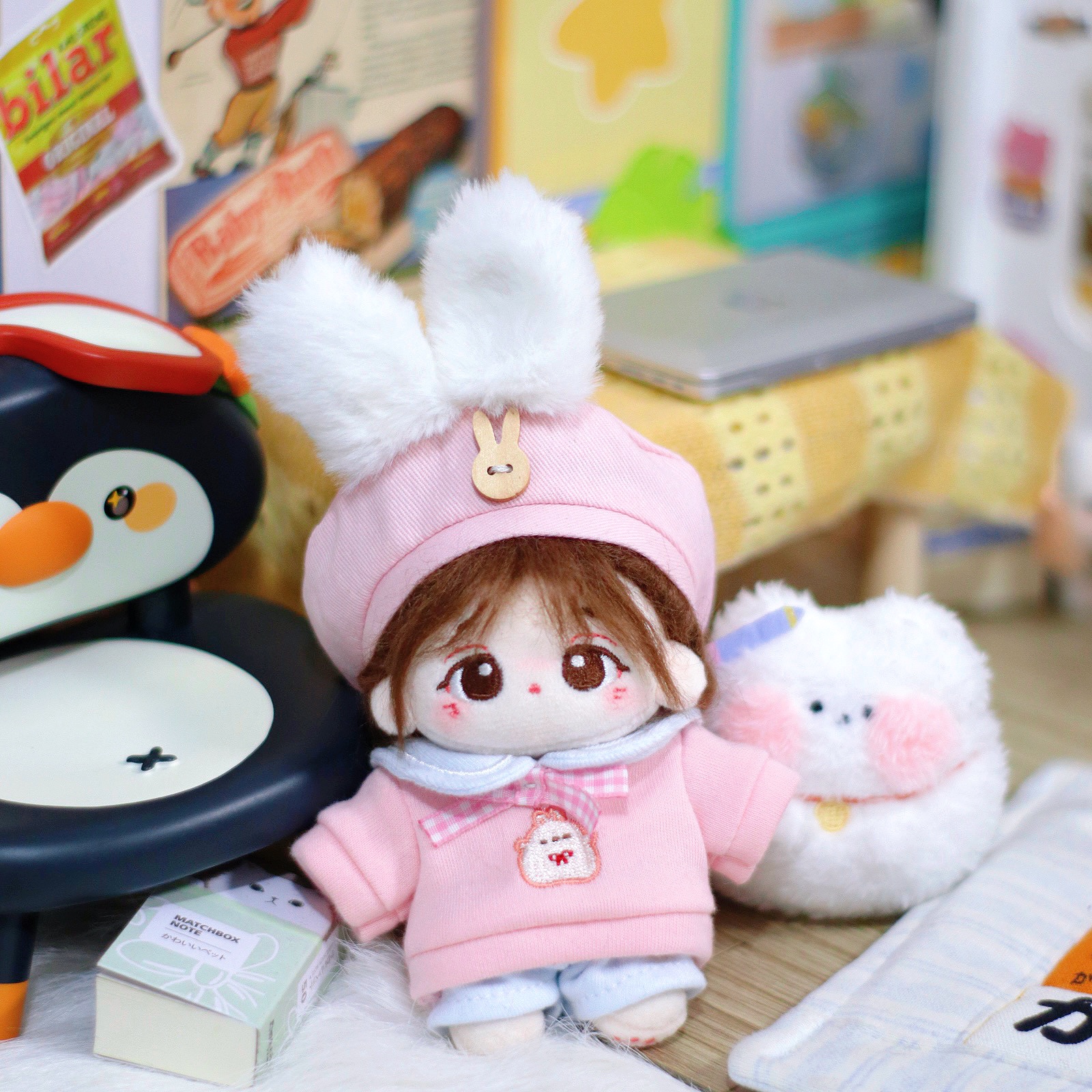 【10cm】ぬいぐるみ服 もふもふ耳付き帽子とマリン風セット