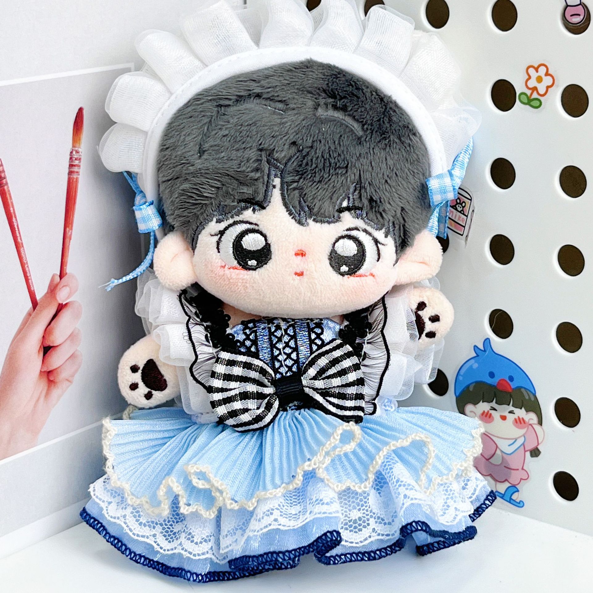 【10cm】ぬいぐるみ服 水色メイド風アイドル衣装