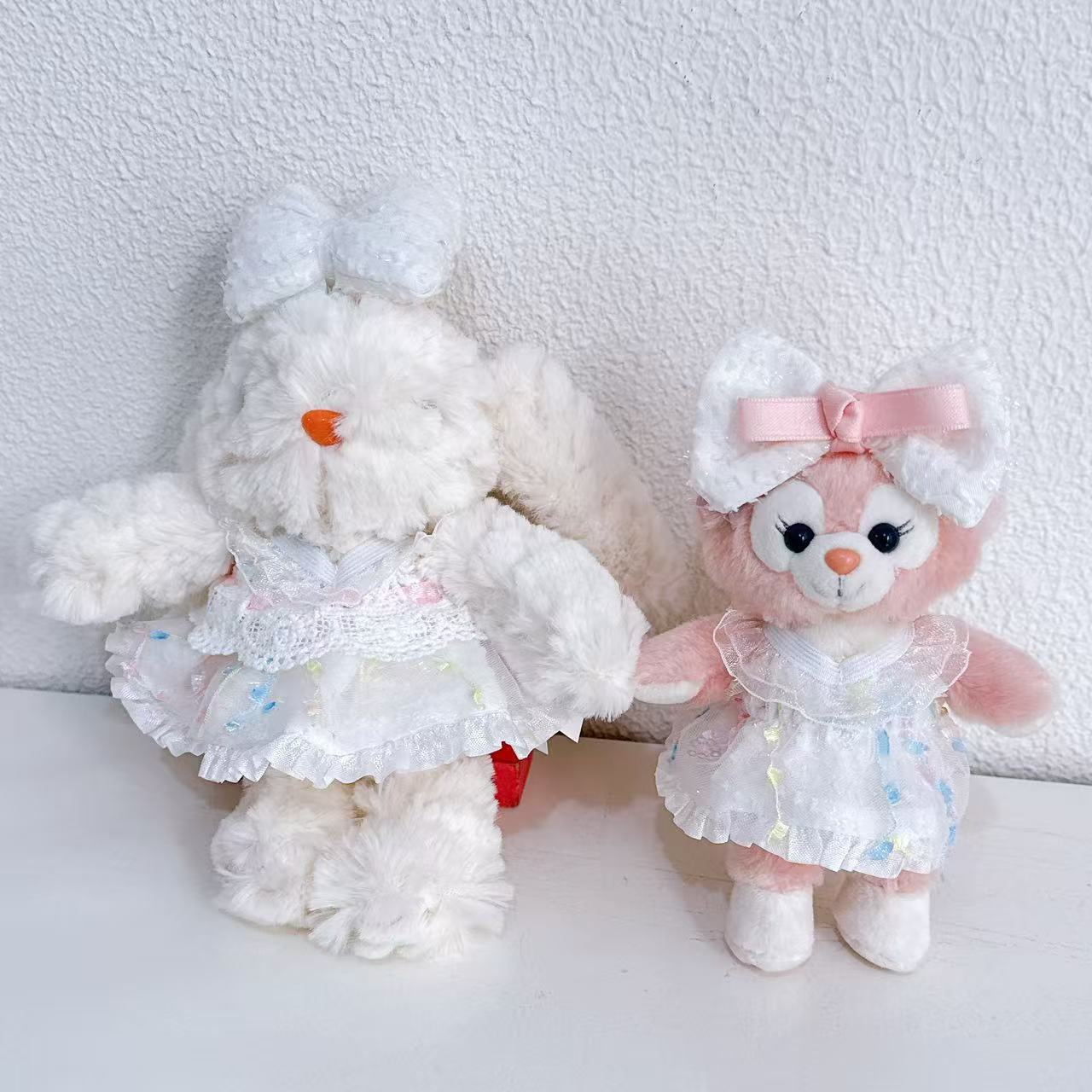 10cmぬいぐるみ服刺繍チュールフリルワンピース レース襟付き