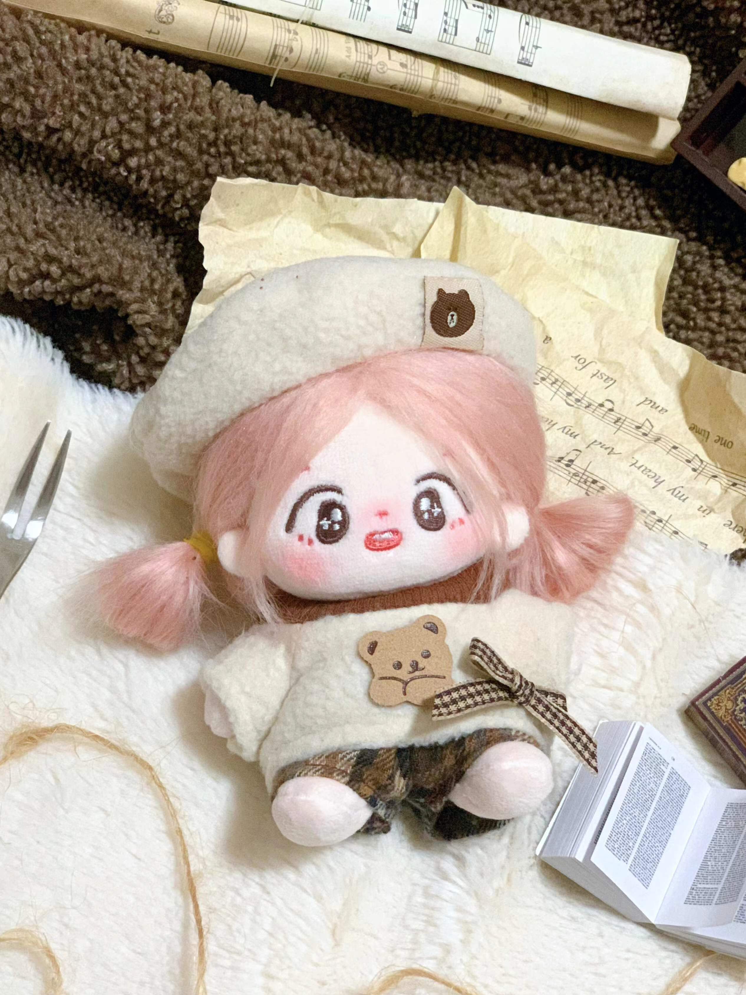 【10cm】ぬいぐるみ服 くまさんベレー帽セット