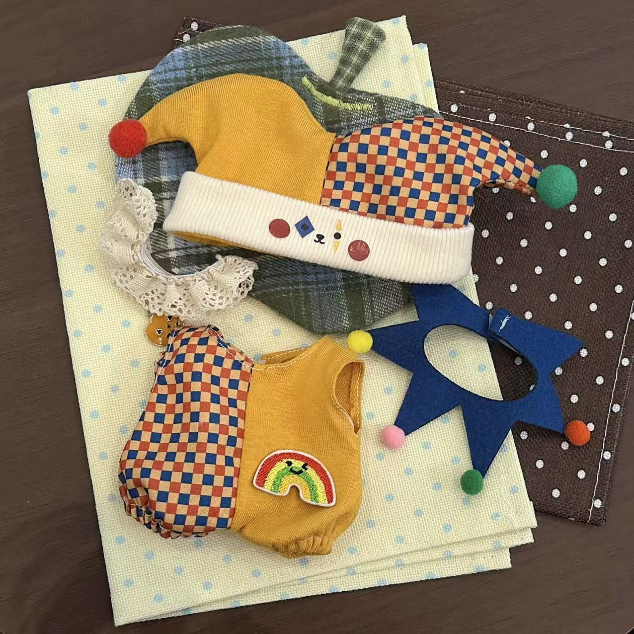 【10cm】ぬいぐるみ服　サーカス団衣装　ピエロ・黒猫