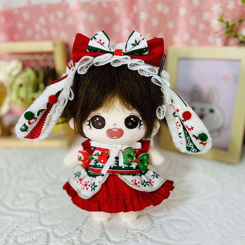 【20cm】ぬいぐるみ服 　クリスマスメイド風ワンピース
