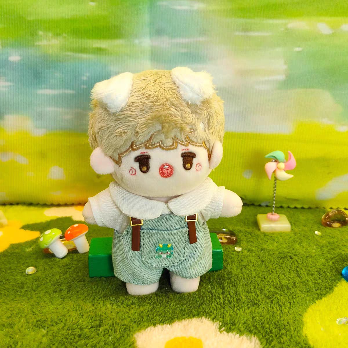 【10cm】ぬいぐるみ服 襟付きサスペンダーキャンディポケット