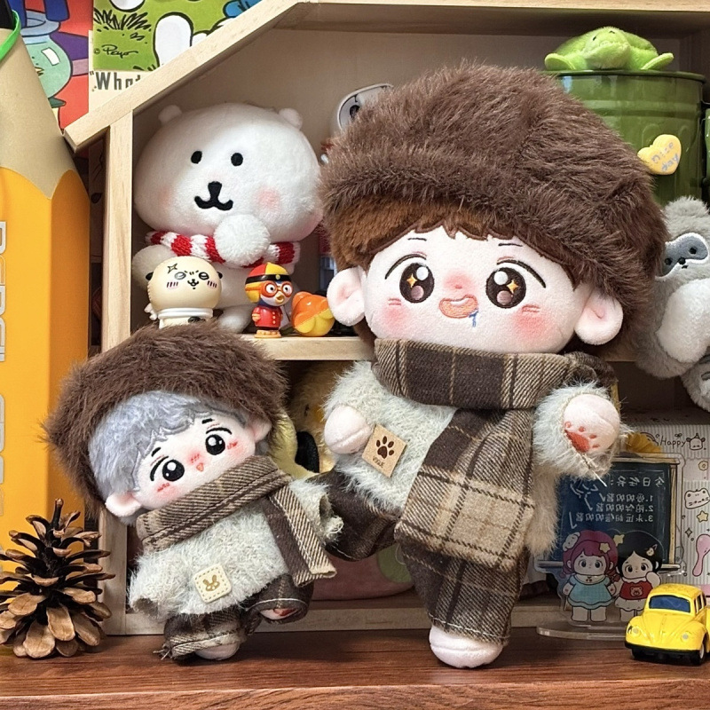 【10cm/20cm】ぬいぐるみ服 ナチュラルブラウンファーコーデ