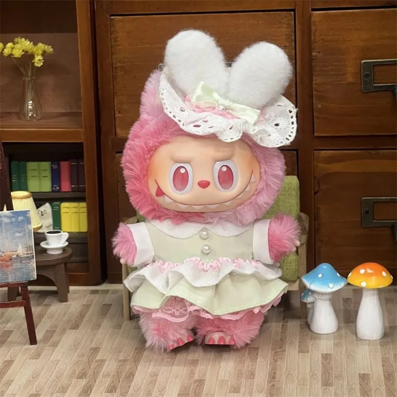 【10cm】ぬいぐるみ服 うさ耳レースワンピースセット