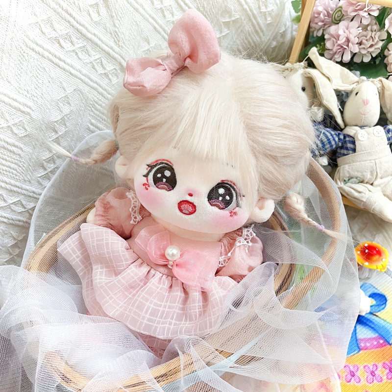 【20cm】ぬいぐるみ服 　ふんわりマシュマロピンクワンピース