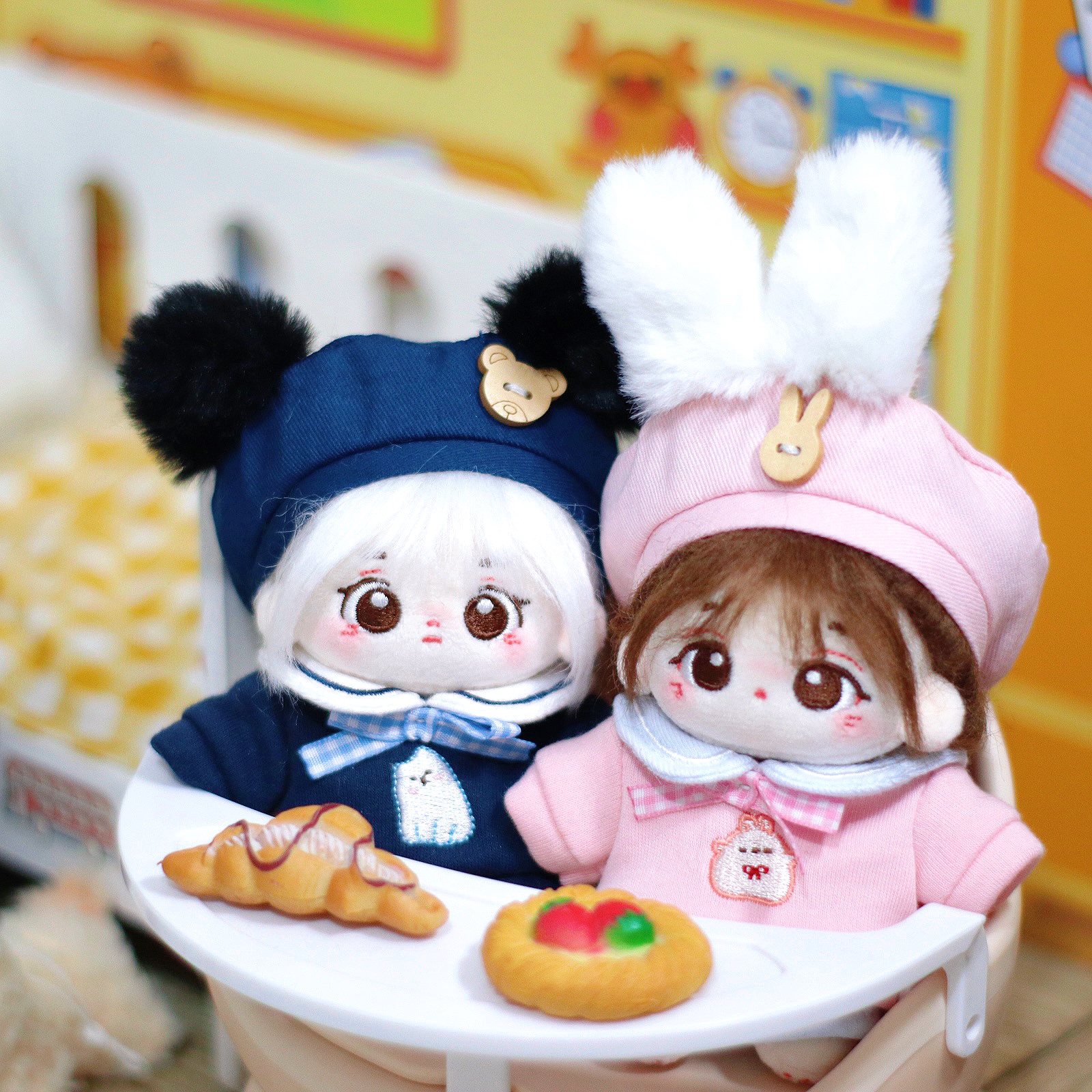 【10cm】ぬいぐるみ服 もふもふ耳付き帽子とマリン風セット