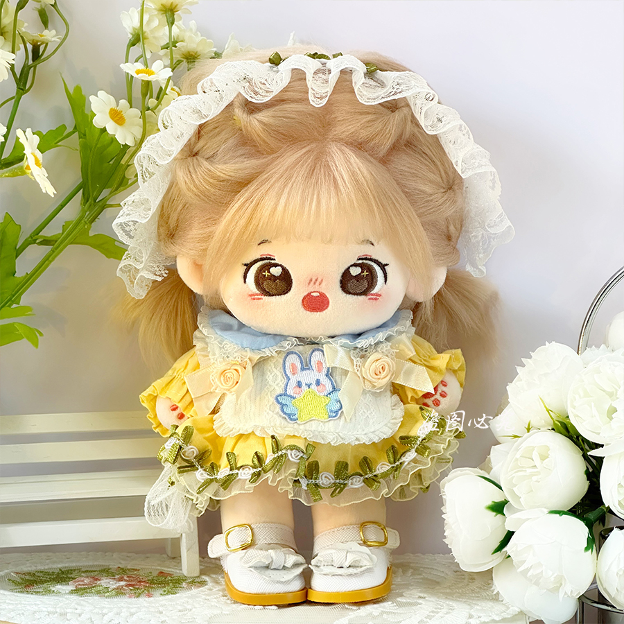 【20cm】ぬいぐるみ服 森のうさぎさんフリルワンピース