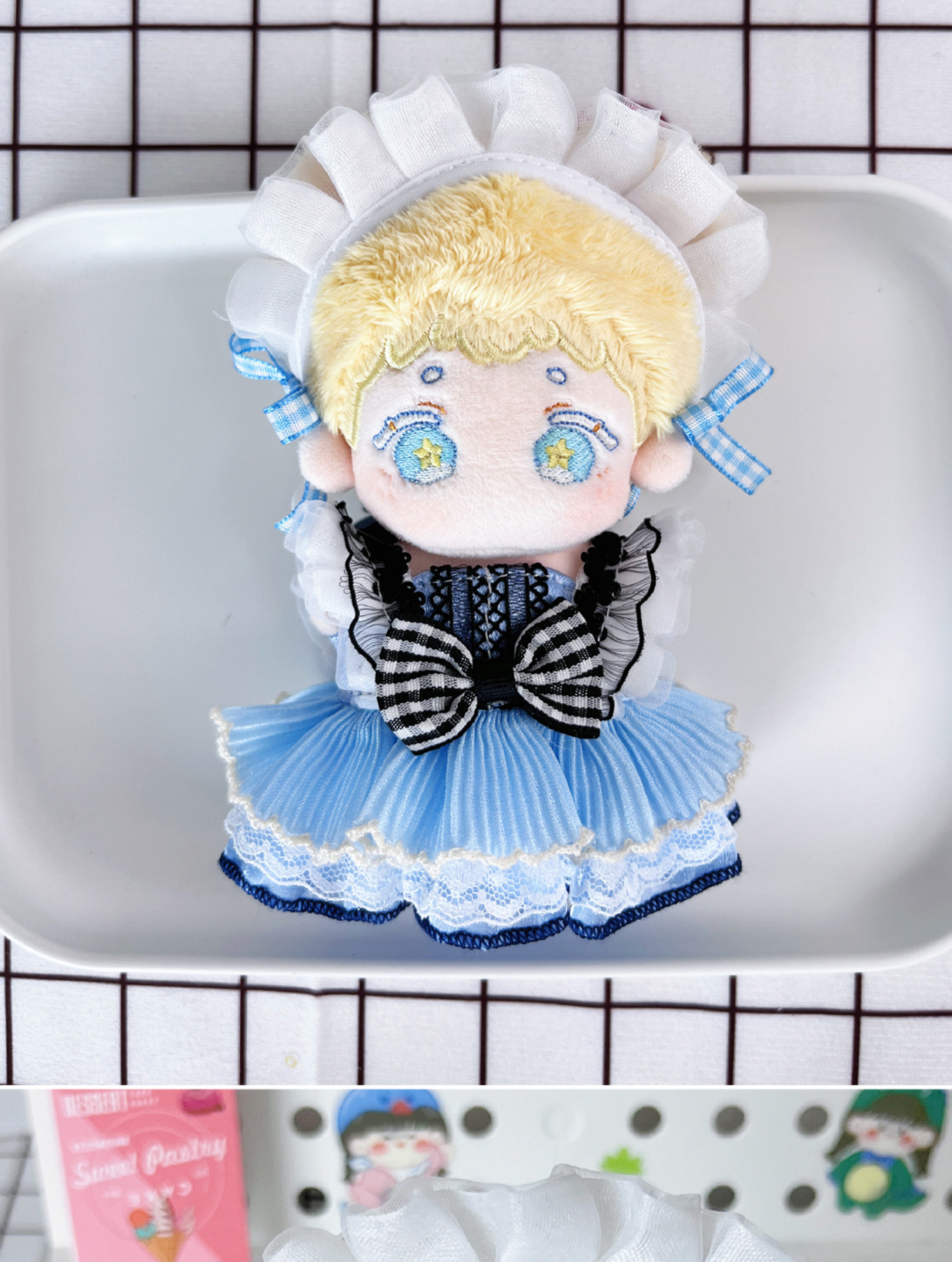 【10cm】ぬいぐるみ服 水色メイド風アイドル衣装