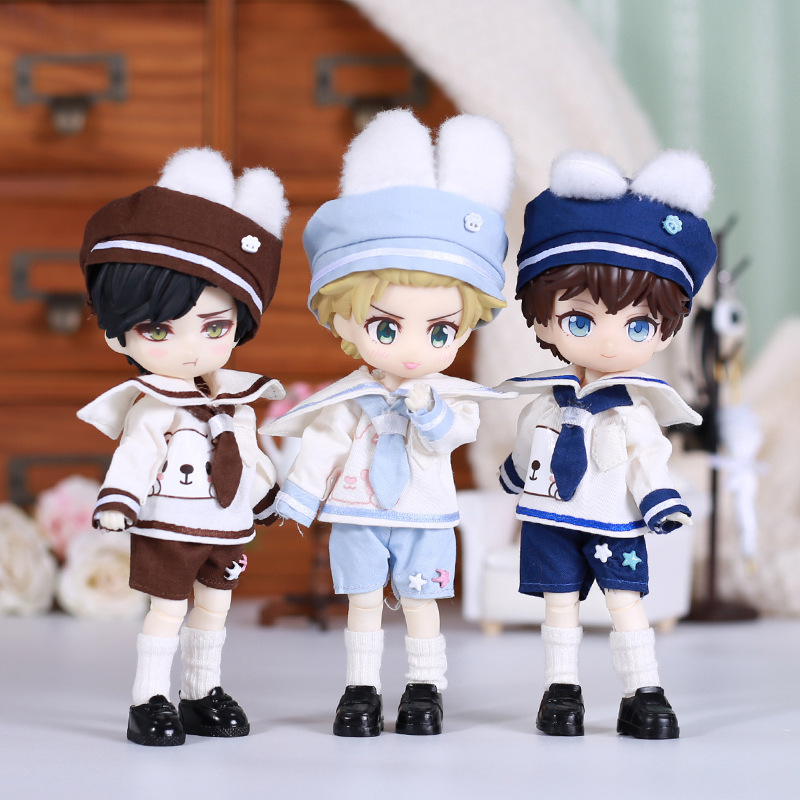 ぬい服 うさ耳帽子付きくまワッペンセーラー服セット