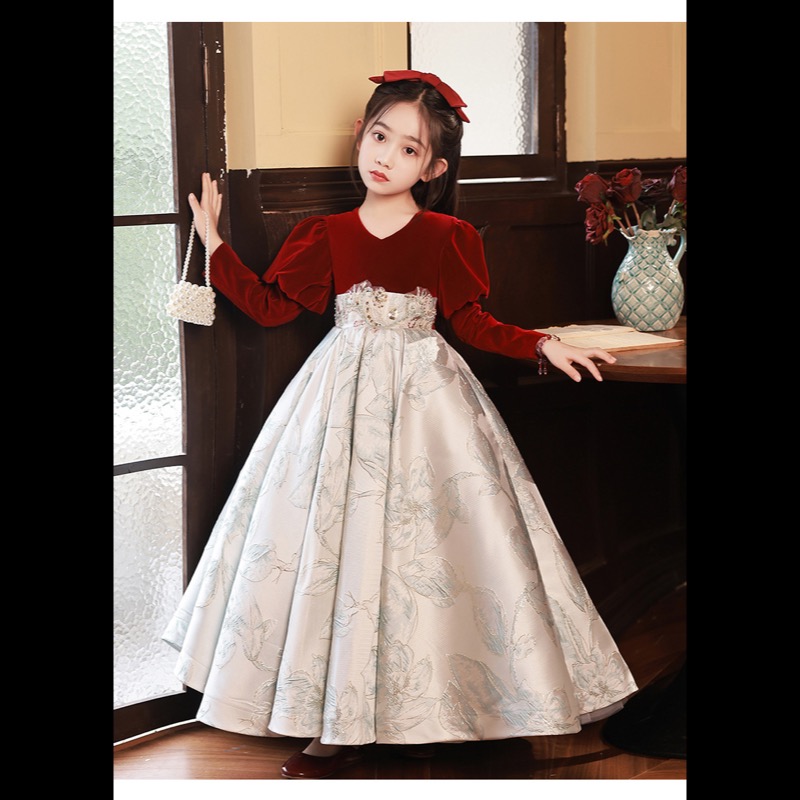 ピアノ発表会ドレス 女の子用姫様風フォーマルドレス 結婚式発表会