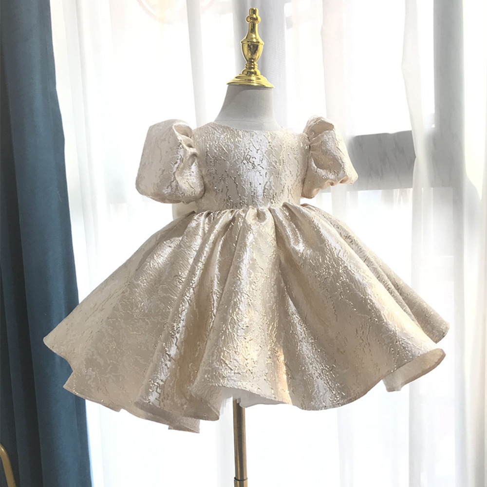 ピアノ発表会 結婚式用 子どもドレス ゴールド刺繍ドレス