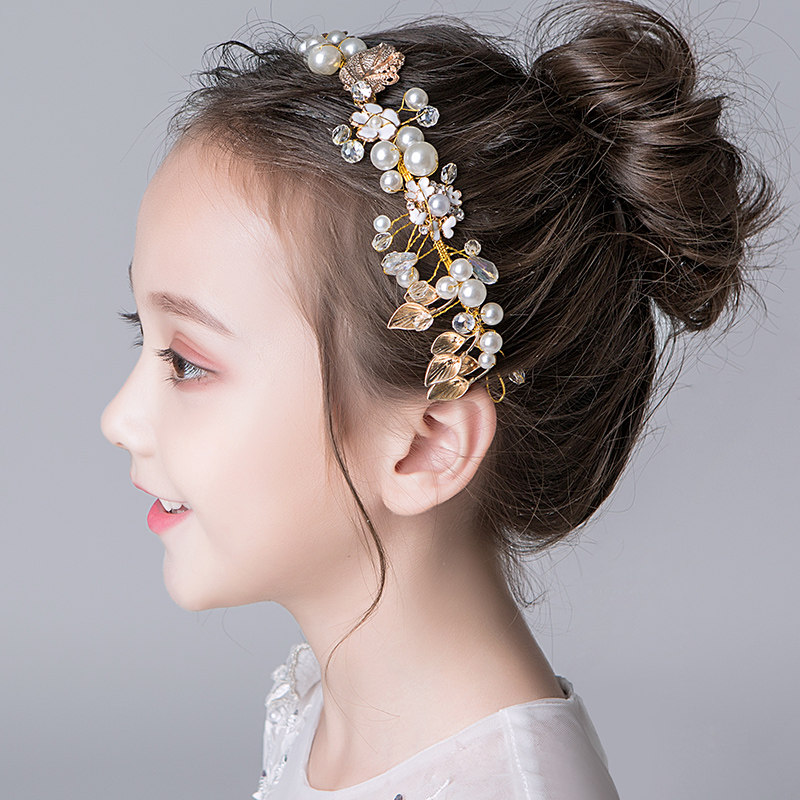 ピアノ発表会ドレス 華やかパール飾り付きリーフモチーフヘアアクセサリー