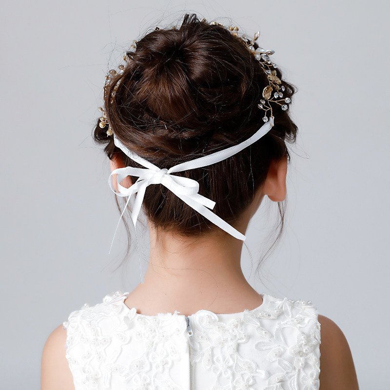 ピアノ発表会ドレス 輝く葉と小花のティアラ風ヘッドドレス