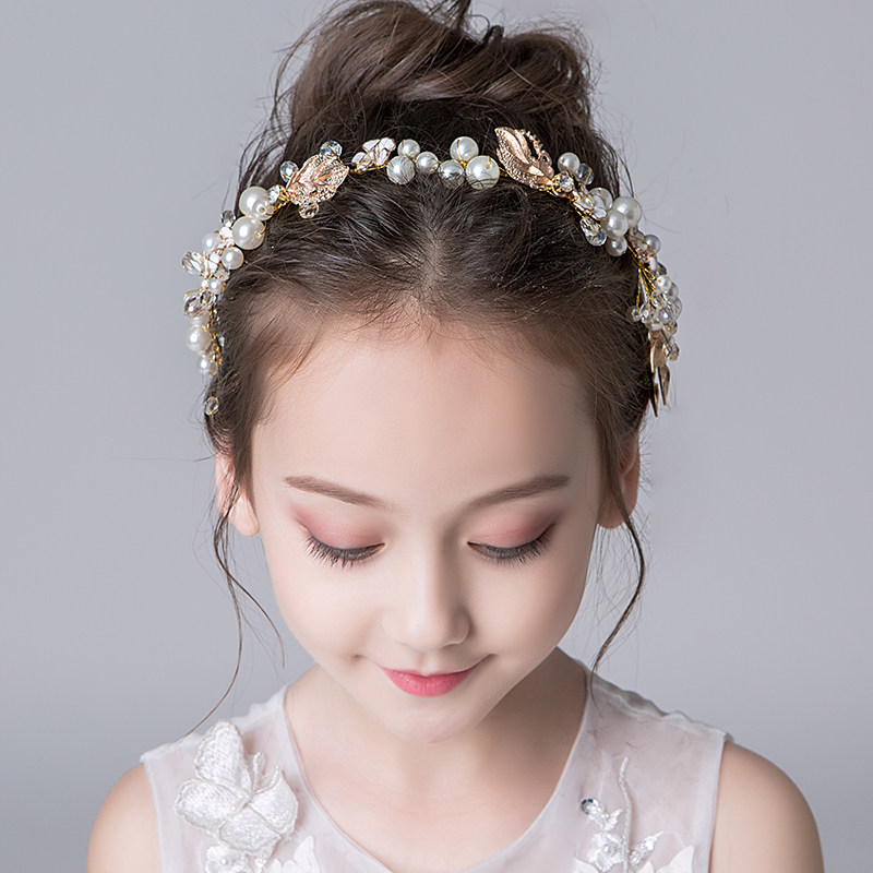 ピアノ発表会ドレス 華やかパール飾り付きリーフモチーフヘアアクセサリー