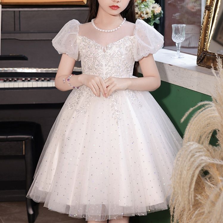 ピアノ発表会 結婚式用キッズドレス きらめき姫系パフスリーブドレス