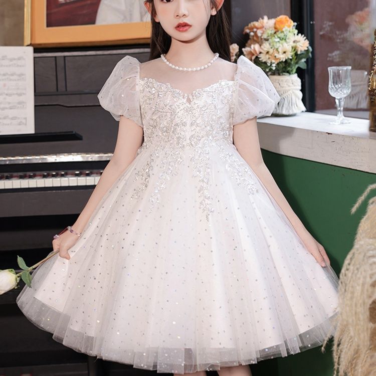 ピアノ発表会 結婚式用キッズドレス きらめき姫系パフスリーブドレス