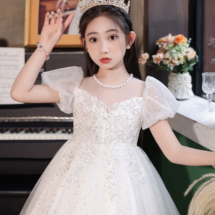 ピアノ発表会 結婚式用キッズドレス きらめき姫系パフスリーブドレス