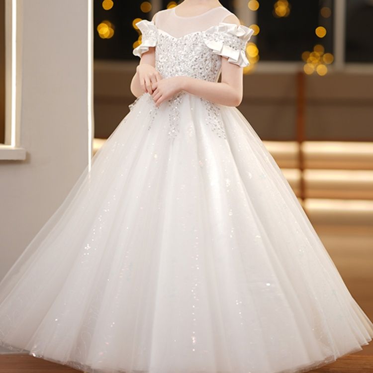 ピアノ発表会 結婚式用キッズドレス キラめき姫系チュールロングドレス