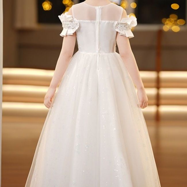 ピアノ発表会 結婚式用キッズドレス キラめき姫系チュールロングドレス
