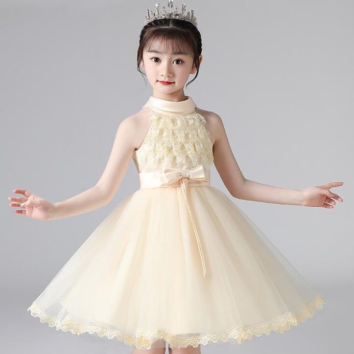ピアノ発表会ドレス 結婚式用 キッズドレス 女の子 お姫様  上品な首元がアクセントなフォーマルドレス 演奏会 子供ドレス 衣装