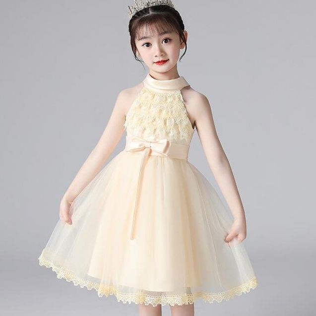 ピアノ発表会ドレス 結婚式用 キッズドレス 女の子 お姫様  上品な首元がアクセントなフォーマルドレス 演奏会 子供ドレス 衣装