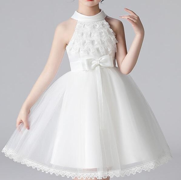 ピアノ発表会ドレス 結婚式用 キッズドレス 女の子 お姫様  上品な首元がアクセントなフォーマルドレス 演奏会 子供ドレス 衣装