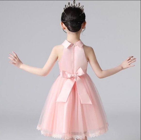 ピアノ発表会ドレス 結婚式用 キッズドレス 女の子 お姫様  上品な首元がアクセントなフォーマルドレス 演奏会 子供ドレス 衣装