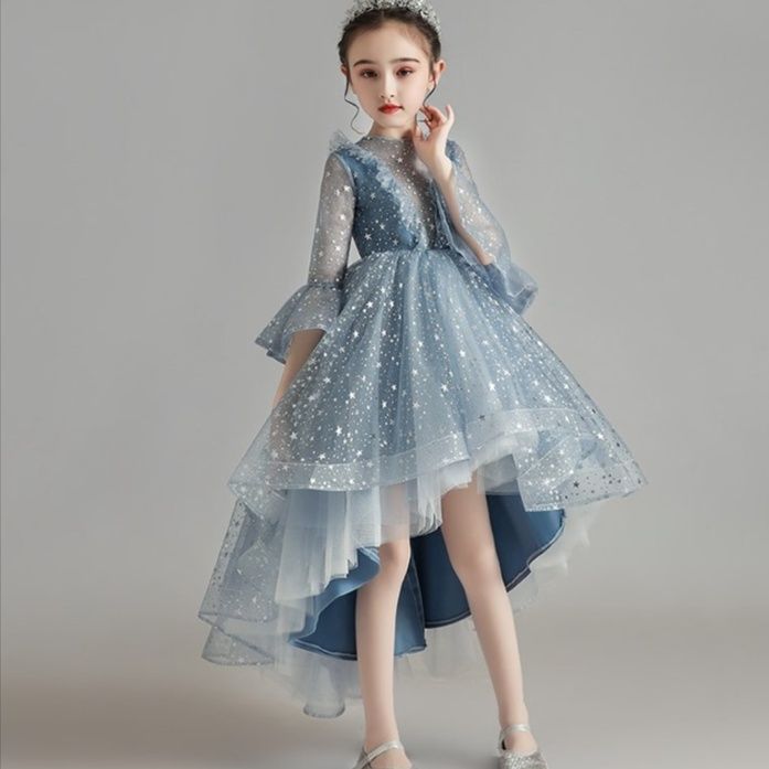 ピアノ発表会ドレス 女の子用星柄姫様ドレス結婚式発表会フォーマル衣装