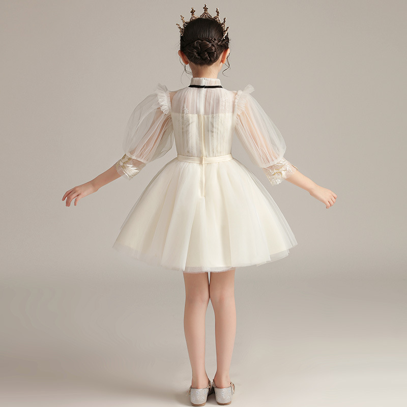 ピアノ発表会ドレス 女の子用白色プリンセスドレス結婚式発表会フォーマル