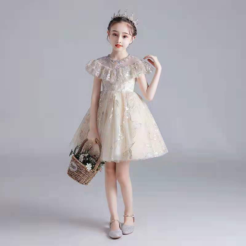 ピアノ発表会ドレス 女の子用姫様風刺繍ドレス ピアノ発表会結婚式