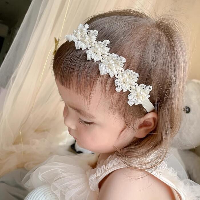 子ども服 子どもフラワーパールゴムカチューシャ