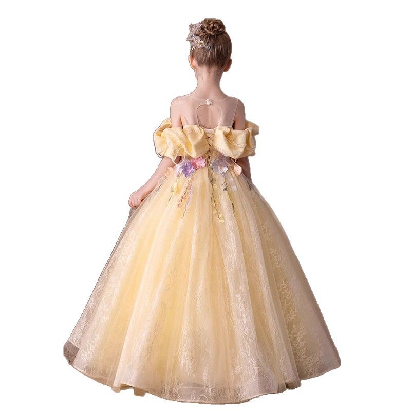 キッズドレス お姫様風花飾り付きふんわりドレス