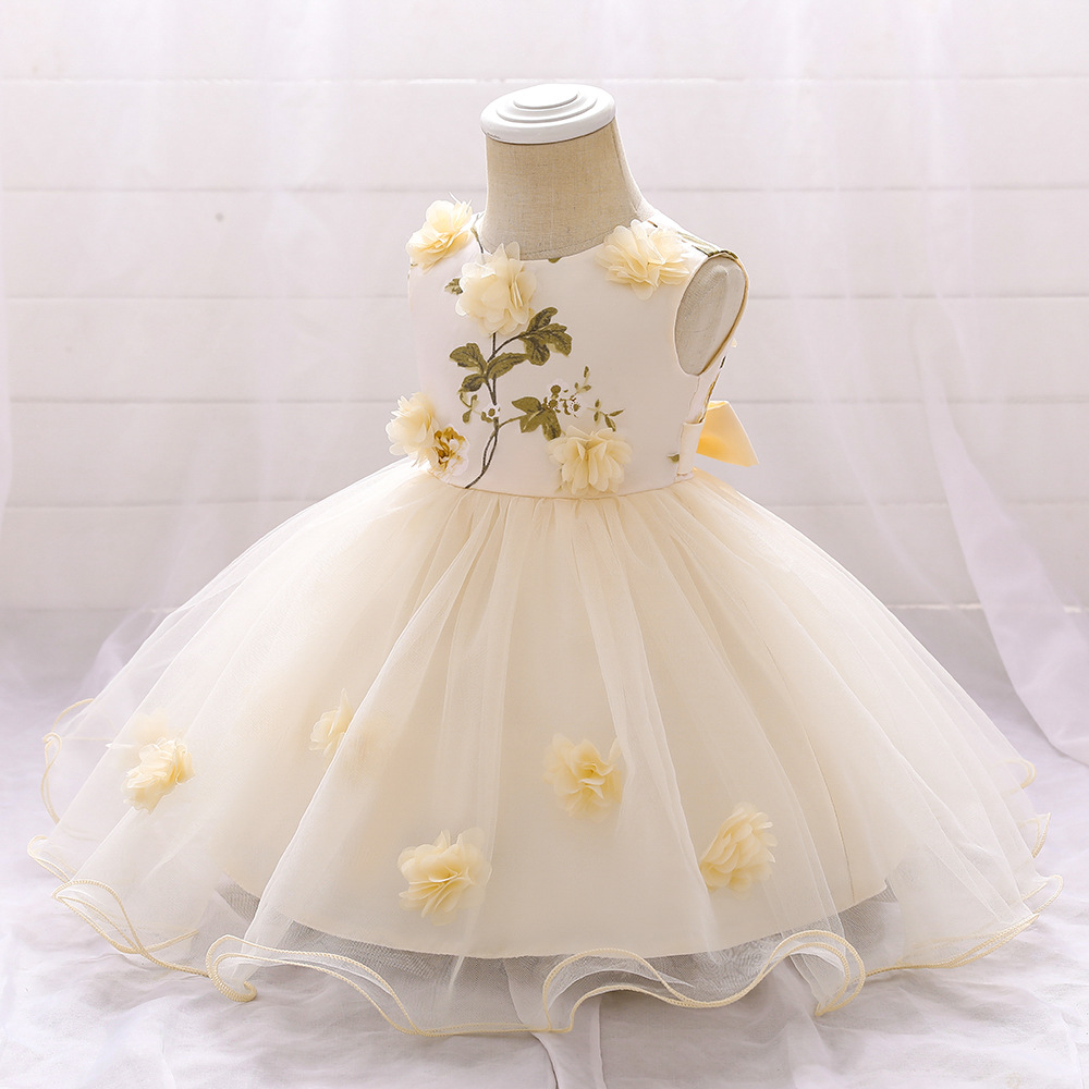 ピアノ発表会ドレス ピアノ発表会用ドレス 花飾り付き 結婚式 誕生日 5色展開
