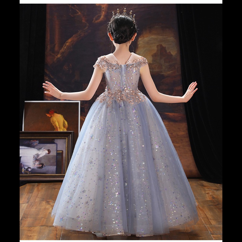 ピアノ発表会ドレス 女の子用星空刺繍プリンセスドレス発表会結婚式フォーマル