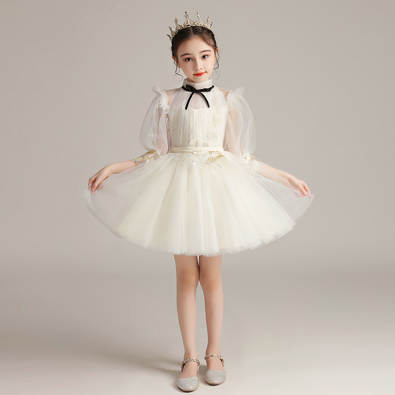 ピアノ発表会ドレス 女の子用白色プリンセスドレス結婚式発表会フォーマル