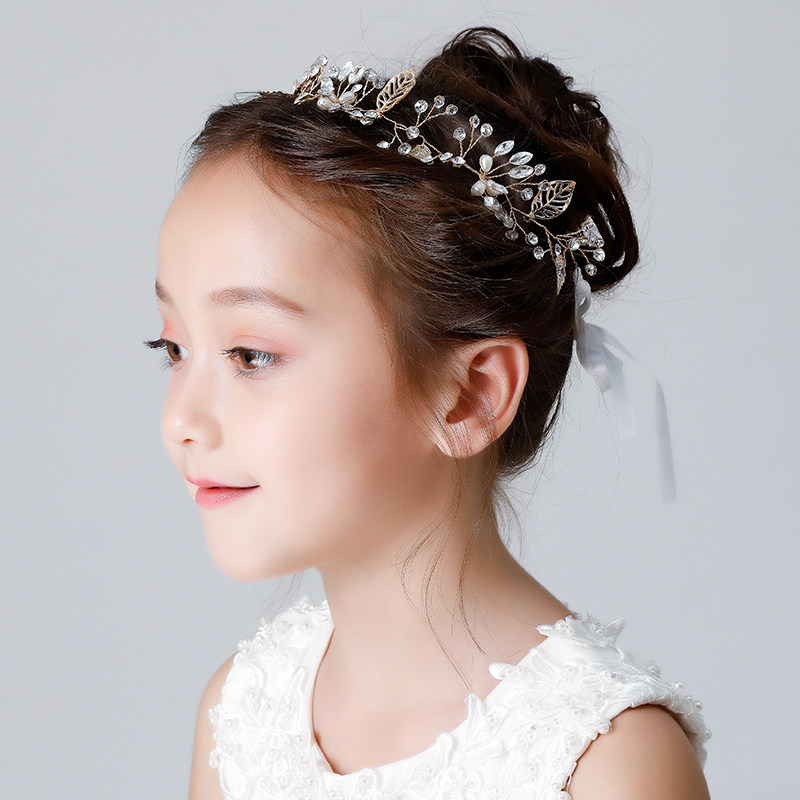 ピアノ発表会ドレス 輝く葉と小花のティアラ風ヘッドドレス