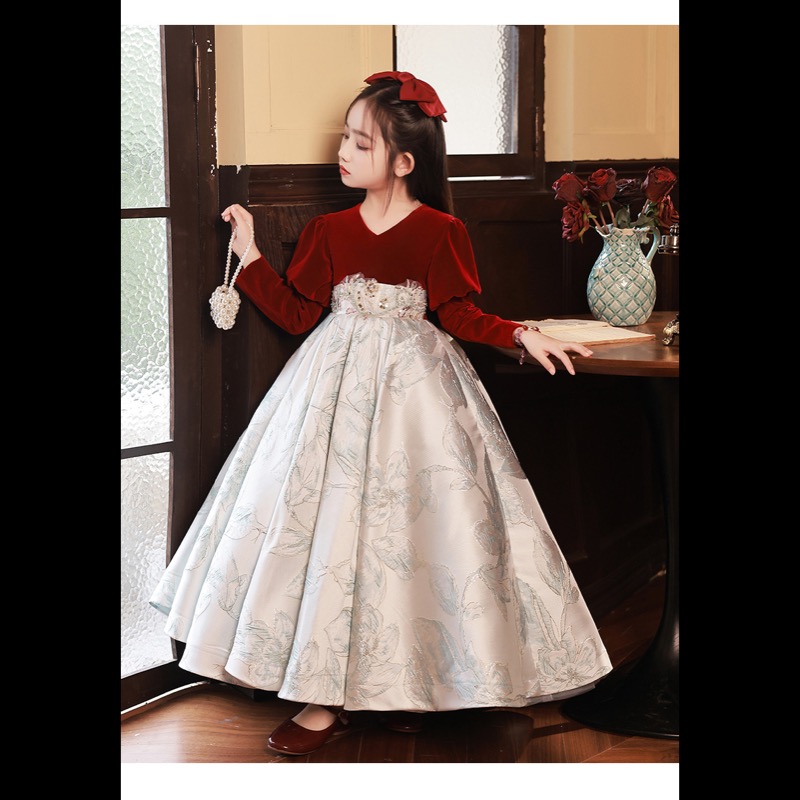 ピアノ発表会ドレス 女の子用姫様風フォーマルドレス 結婚式発表会