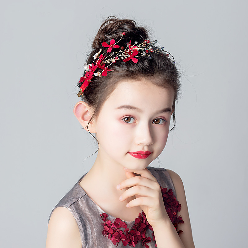 ピアノ発表会ドレス 花モチーフきらめきビジューヘアクリップ