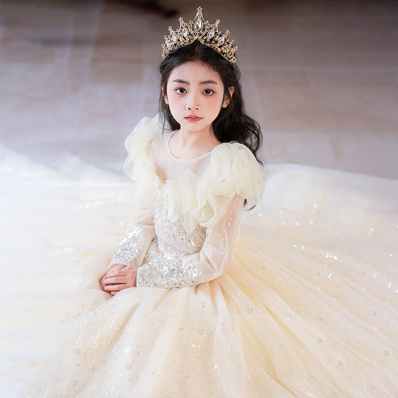 キッズドレス 王冠付き華やか子供ドレス