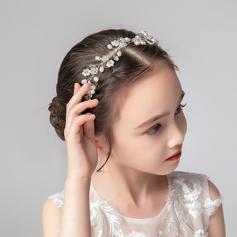 ピアノ発表会ドレス 小花とパール散りばめカチューシャ型ヘアバンド