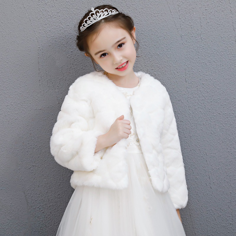 ピアノ発表会ドレス ふわふわフェイクファー女の子用ショートコート