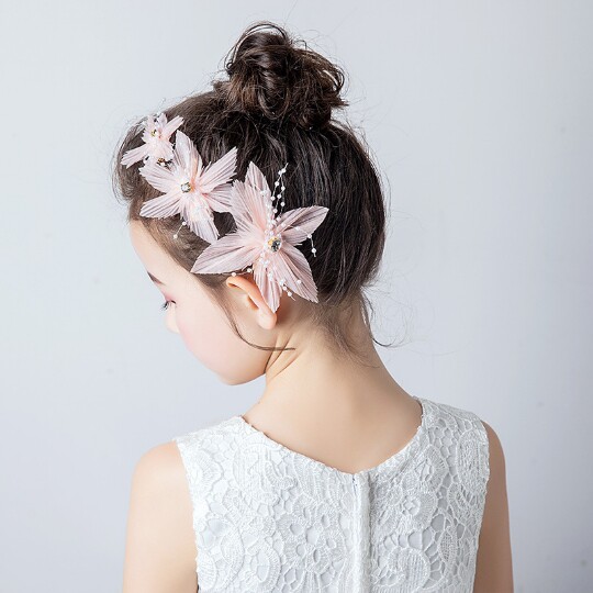 ピアノ発表会ドレス 立体花モチーフ髪飾り三点セット