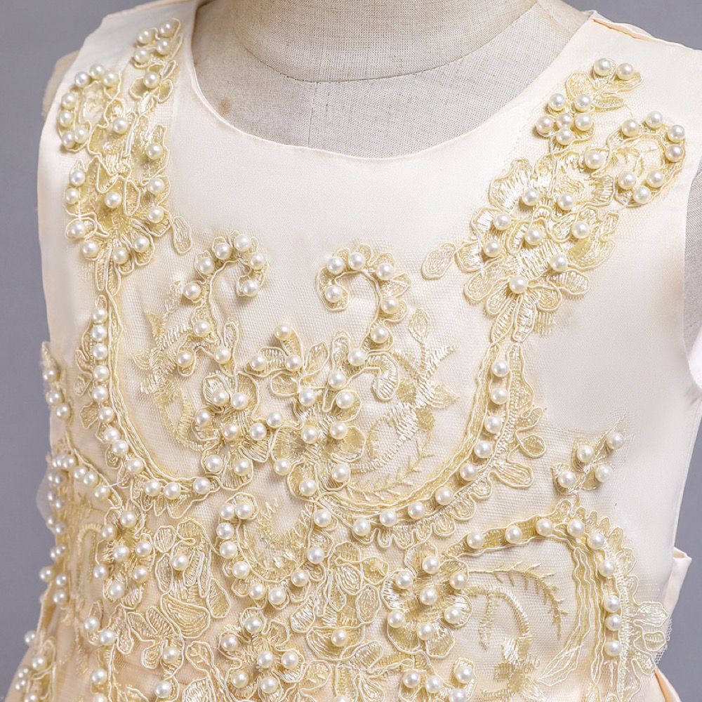 ピアノ発表会ドレス 結婚式用 キッズドレス キッズ刺繍ドレス ノースリーブフォーマルドレス
