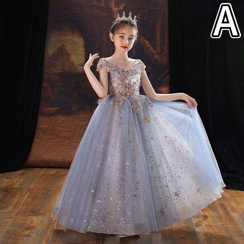 ピアノ発表会ドレス 女の子用星空刺繍プリンセスドレス発表会結婚式フォーマル