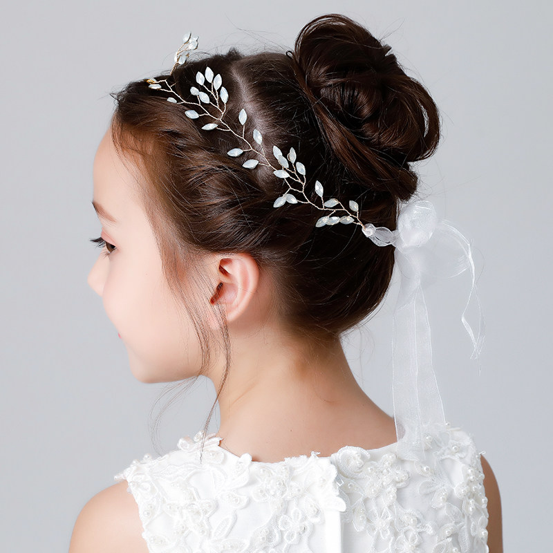 ピアノ発表会ドレス リーフモチーフ髪飾り付きヘアアクセサリー