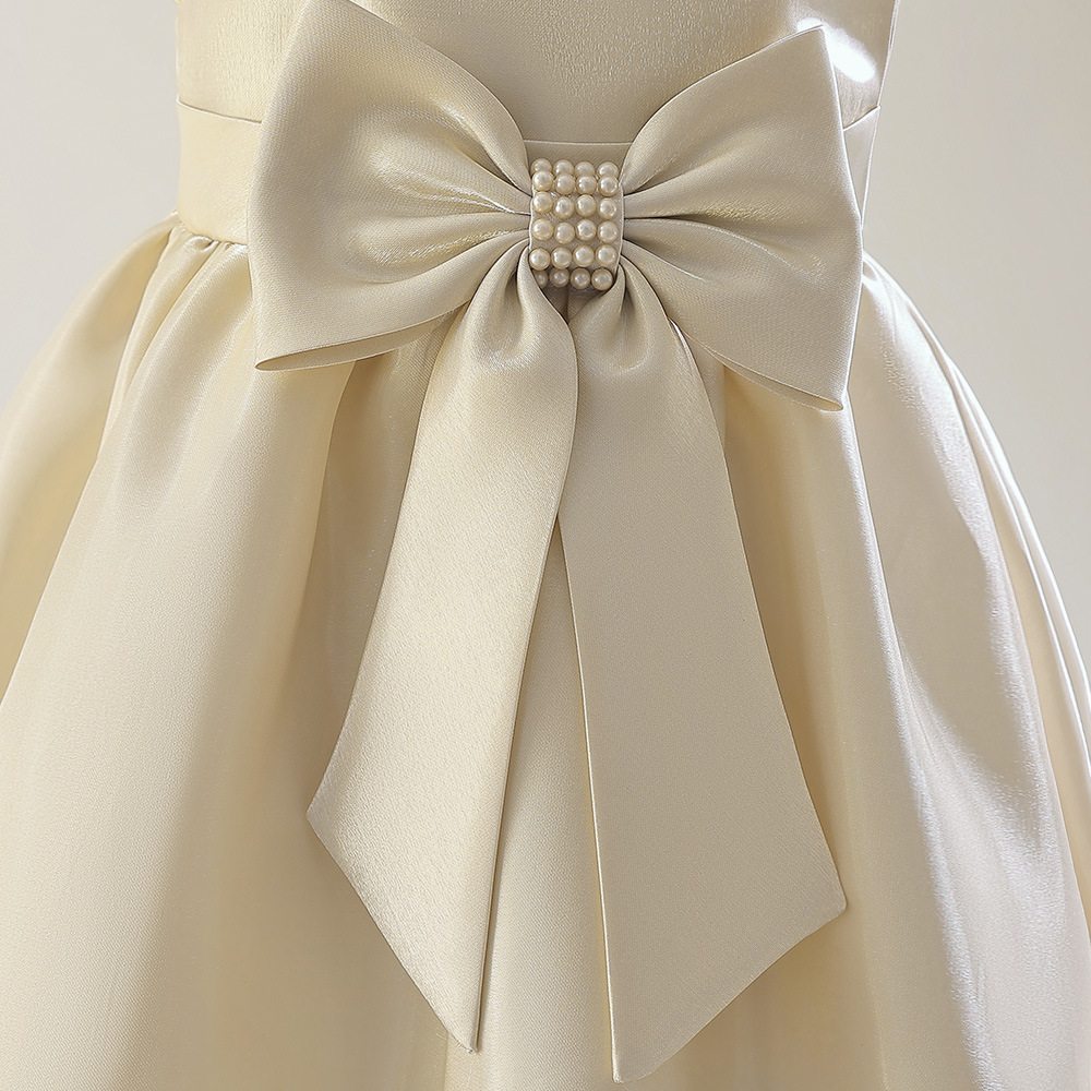 ピアノ発表会 キッズドレス 子供服 サテン素材 長袖 四色展開 結婚式対応