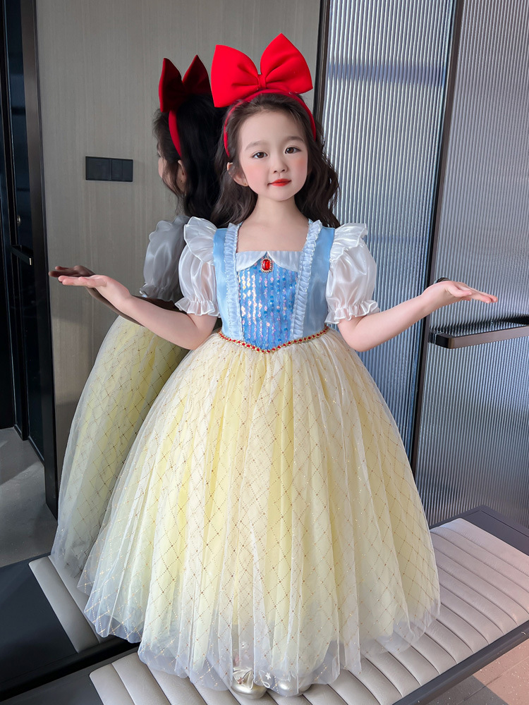 ピアノ発表会 結婚式用 子どもドレス ディズニー おとぎ話のパフスリーブ 白雪姫風プリンセスドレス