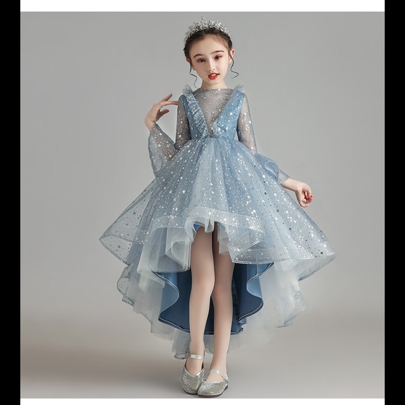 ピアノ発表会ドレス 女の子用星柄姫様ドレス結婚式発表会フォーマル衣装